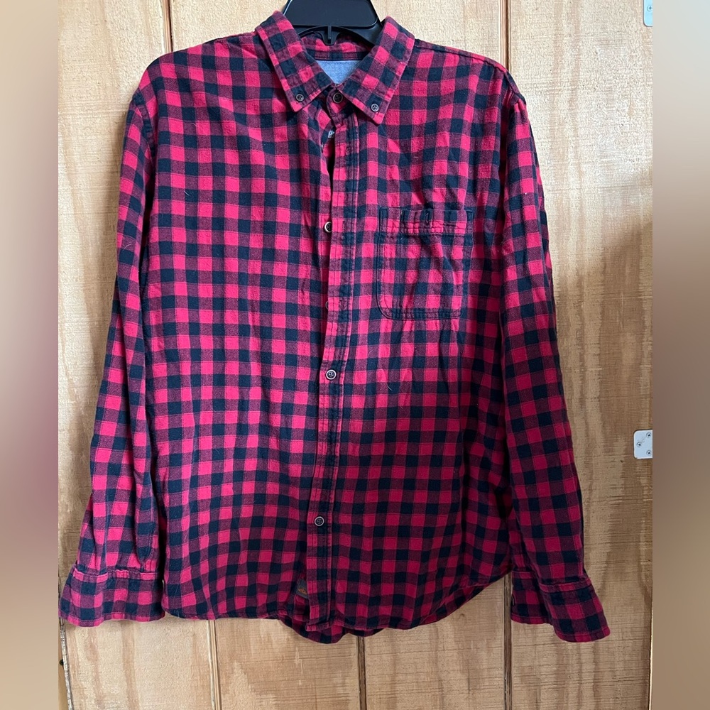 Men's Red and Black Checkered Flannel